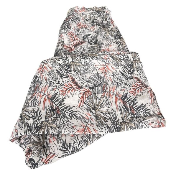 Cali 1850 Linen Blend Straight Leg Tropical Print Pants Drawstring Waist Women S - Picture 6 of 15